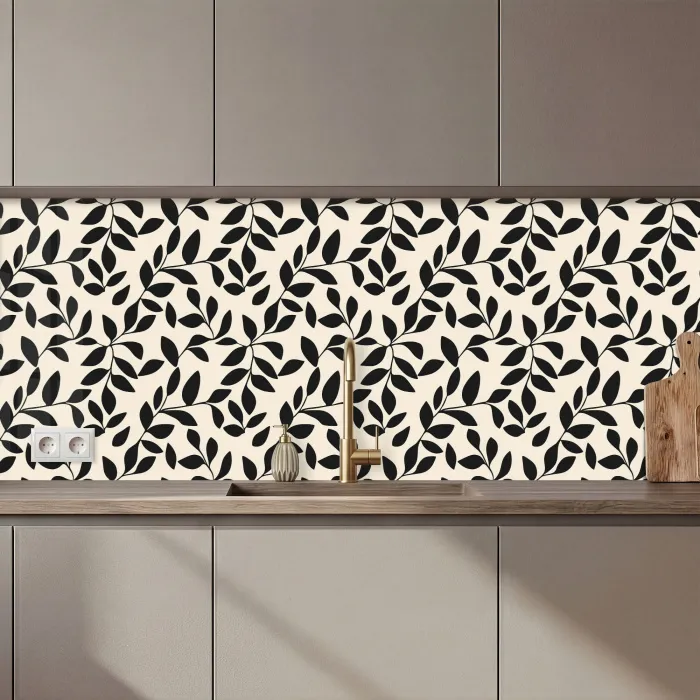 Elegant - Patroon - Zwart - Beige keuken achterwand 2 middel 871 zz_3dshopping