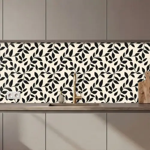 Elegant - Patroon - Zwart - Beige keuken achterwand 2 middel 871 zz_3dshopping
