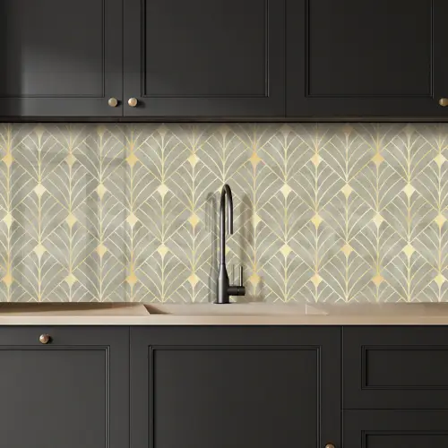 Elegant - Symbool - Goud - Grijsgroen keuken achterwand 2 middel 871 -sfeer1