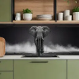 Olifant - Zwart - Wit - Rook keuken achterwand 2 middel -sfeer3