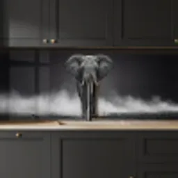 Olifant - Zwart - Wit - Rook keuken achterwand 2 middel -sfeer1