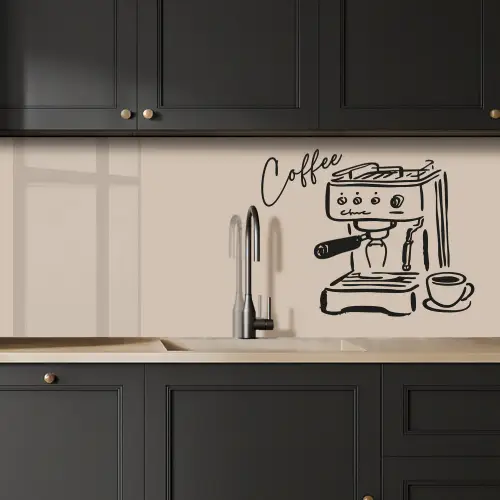 Espressomachine - Beige - Zwart keuken achterwand 2 middel -sfeer1