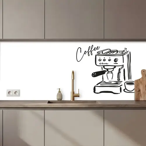 Espressomachine - Zwart - Wit keuken achterwand 2 middel zz_3dshopping
