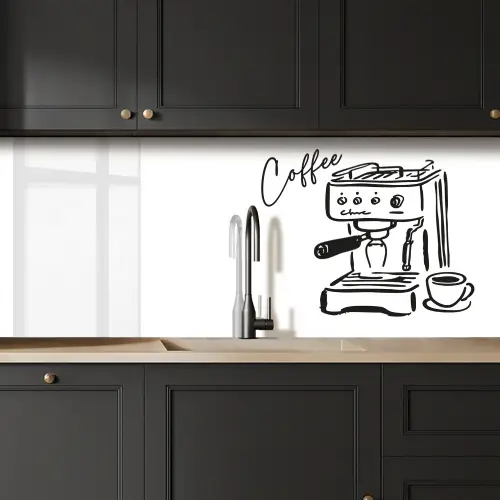 Espressomachine - Zwart - Wit keuken achterwand 2 middel -sfeer1