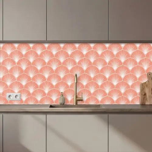 Waaier - Motief - Zalmroze keuken achterwand 2 middel 871 zz_3dshopping