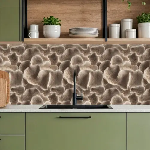 Waaiervorm - Beige - Vezel textuur keuken achterwand 2 middel 871 -sfeer3