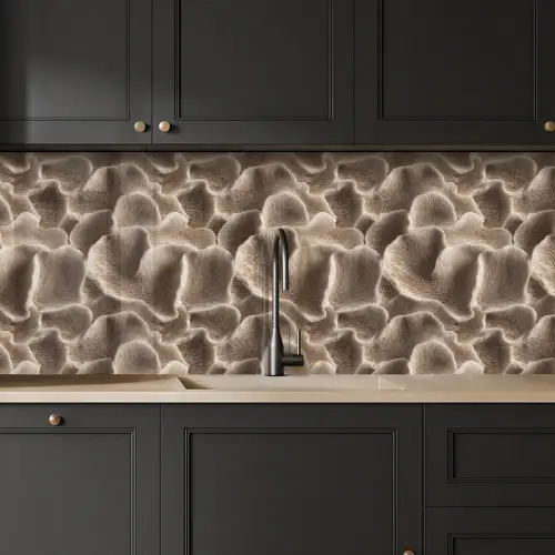 Waaiervorm - Beige - Vezel textuur keuken achterwand 2 middel 871 -sfeer1