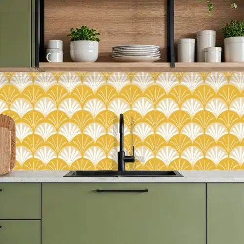 Waaier - Geel - Art keuken achterwand 2 middel 871 -sfeer3