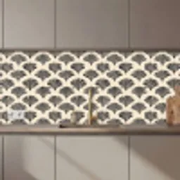 Waaiers - Botanisch - Zwart - Beige keuken achterwand 2 middel 871 zz_3dshopping