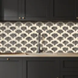 Waaiers - Botanisch - Zwart - Beige keuken achterwand 2 middel 871 -sfeer1