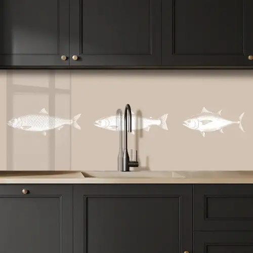 Vissen - Beige - Wit keuken achterwand 2 middel -sfeer1