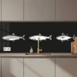 Vissen - Zwart - Wit keuken achterwand 2 middel zz_3dshopping