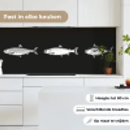 Vissen - Zwart - Wit keuken achterwand 2 middel -sfeer4_NL