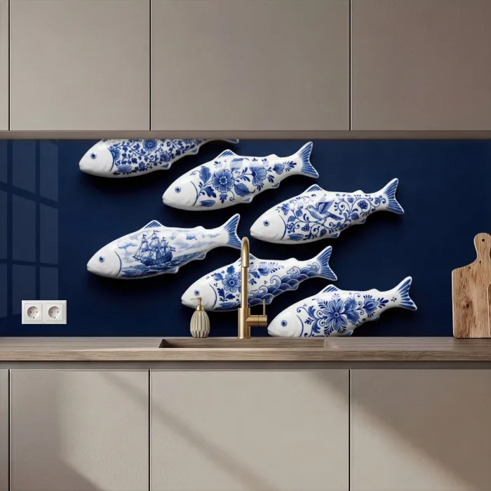Vissen - Delfts - Blauw - Keramiek keuken achterwand 2 middel zz_3dshopping
