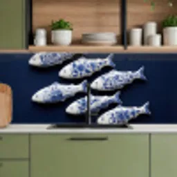 Vissen - Delfts - Blauw - Keramiek keuken achterwand 2 middel -sfeer3