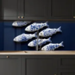 Vissen - Delfts - Blauw - Keramiek keuken achterwand 2 middel -sfeer1