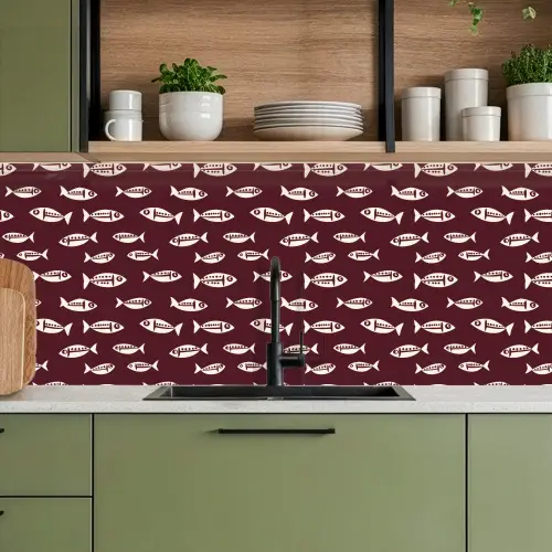 Vissen - Grafisch - Patroon - Donker keuken achterwand 2 middel 871 -sfeer3