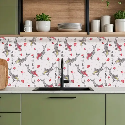 Vis - Koi - Bloemen - Patronen keuken achterwand 2 middel 871 -sfeer3