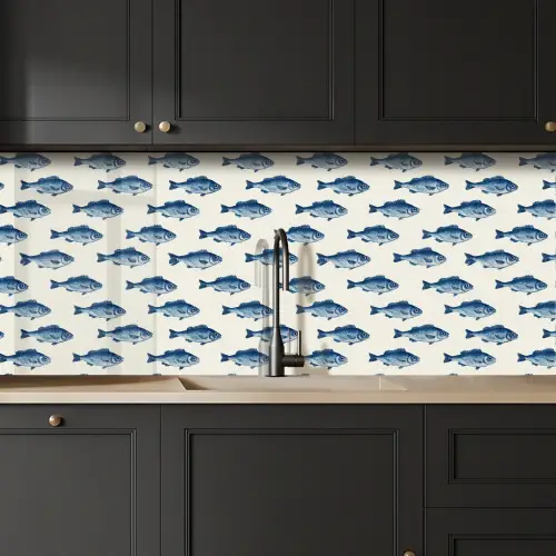 Vis - Patroon - Blauw keuken achterwand 2 middel 871 -sfeer1