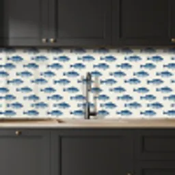 Vis - Patroon - Blauw keuken achterwand 2 middel 871 -sfeer1