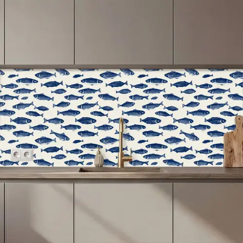 Vissen - Patroon - Blauw - Wit keuken achterwand 2 middel 871 zz_3dshopping