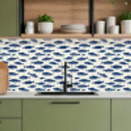 Vissen - Patroon - Blauw - Wit keuken achterwand 2 middel 871 -sfeer3