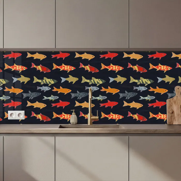 Vissen - Patroon - Kleurrijk keuken achterwand 2 middel 871 zz_3dshopping