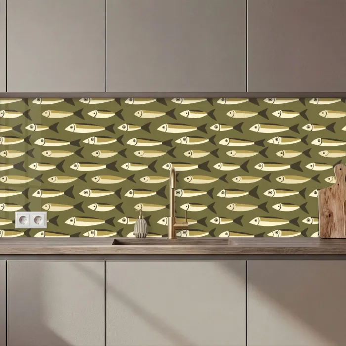 Vis - Patroon - Groen keuken achterwand 2 middel 871 zz_3dshopping