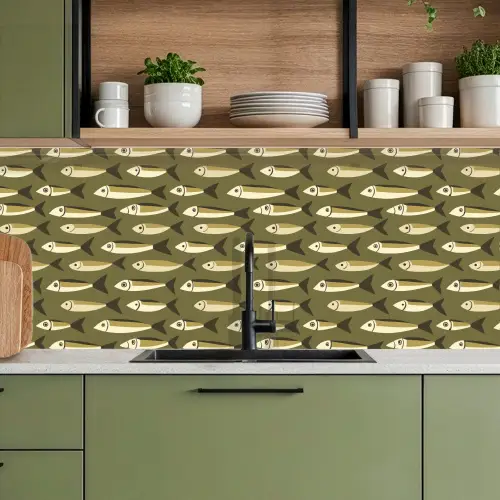Vis - Patroon - Groen keuken achterwand 2 middel 871 -sfeer3