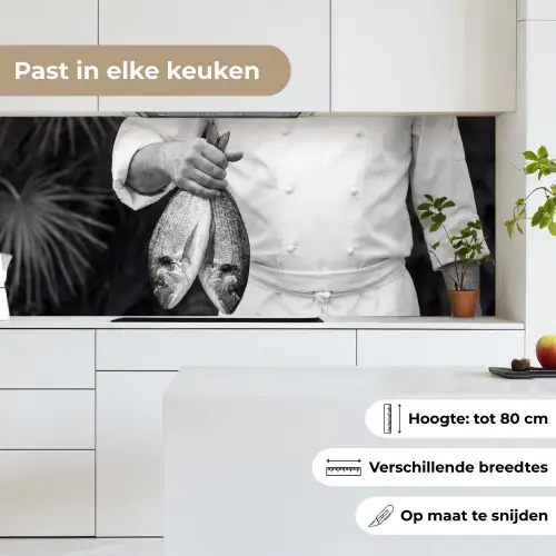 Vissen - Chef - Zwart - Wit keuken achterwand 2 middel -sfeer4_NL