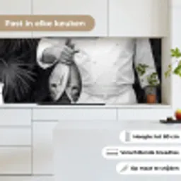 Vissen - Chef - Zwart - Wit keuken achterwand 2 middel -sfeer4_NL