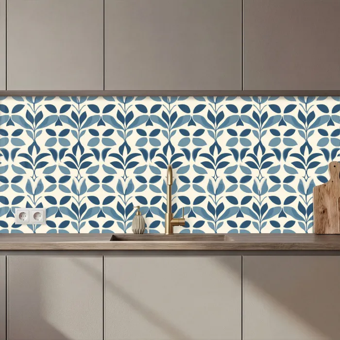 Flora - Modern - Blauw keuken achterwand 2 middel 871 zz_3dshopping