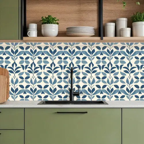 Flora - Modern - Blauw keuken achterwand 2 middel 871 -sfeer3
