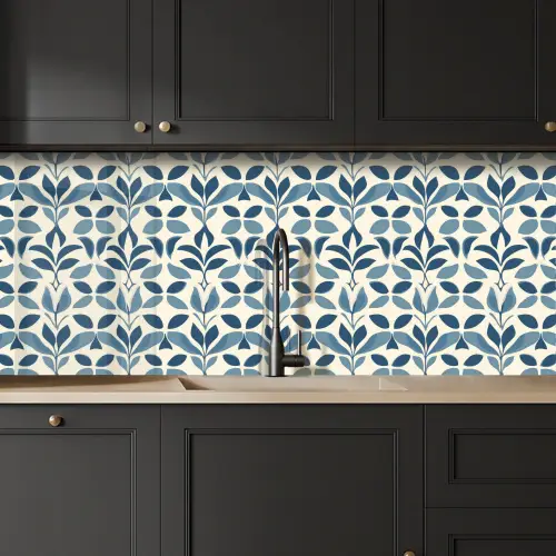 Flora - Modern - Blauw keuken achterwand 2 middel 871 -sfeer1