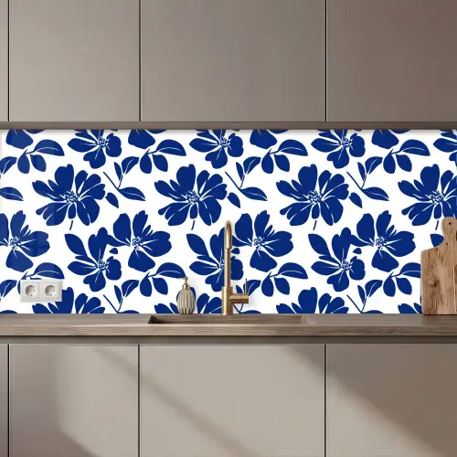 Floraal - Modern - Blauw keuken achterwand 2 middel 871 zz_3dshopping