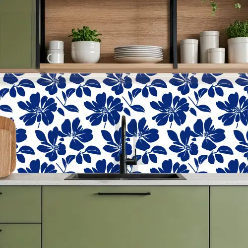 Floraal - Modern - Blauw keuken achterwand 2 middel 871 -sfeer3