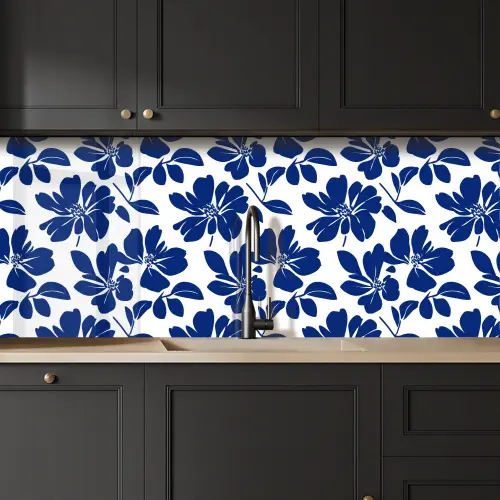 Floraal - Modern - Blauw keuken achterwand 2 middel 871 -sfeer1