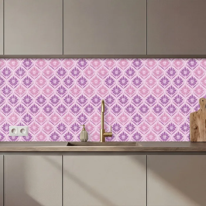 Bloemenruit - Patroon - Paars keuken achterwand 2 middel 871 zz_3dshopping