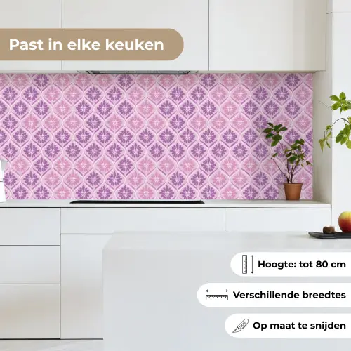 Bloemenruit - Patroon - Paars keuken achterwand 2 middel 871 -sfeer4_NL