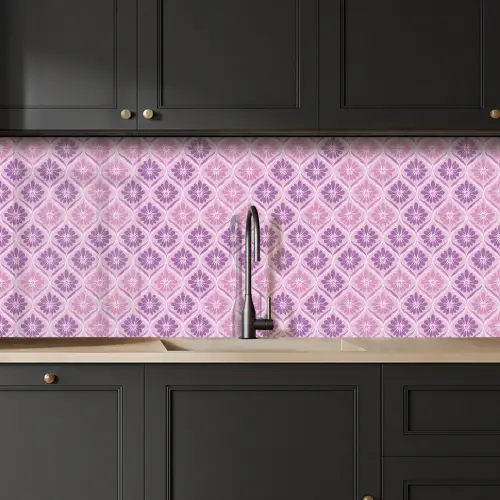 Bloemenruit - Patroon - Paars keuken achterwand 2 middel 871 -sfeer1