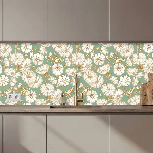 Bloem - Art nouveau - Design keuken achterwand 2 middel 871 zz_3dshopping