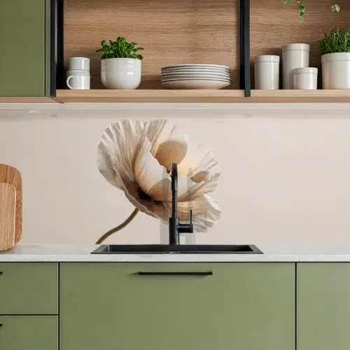 Bloem - Beige - Crème keuken achterwand 2 middel -sfeer3