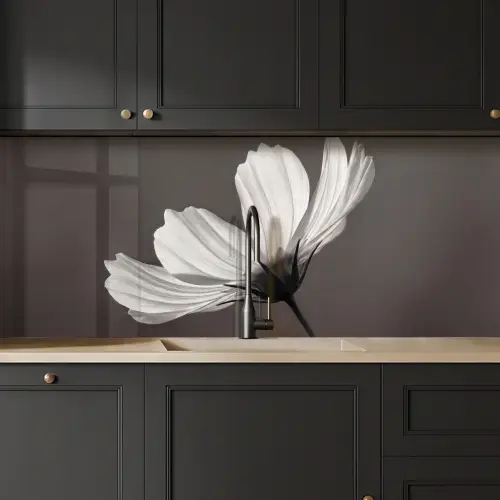 Bloem - Minimalistisch - Zwart - Wit keuken achterwand 2 middel -sfeer1