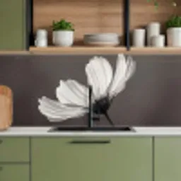 Bloem - Minimalistisch - Zwart - Wit keuken achterwand 2 middel -sfeer3