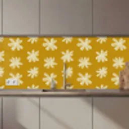 Bloem - Speels - Okergeel keuken achterwand 2 middel 871 zz_3dshopping