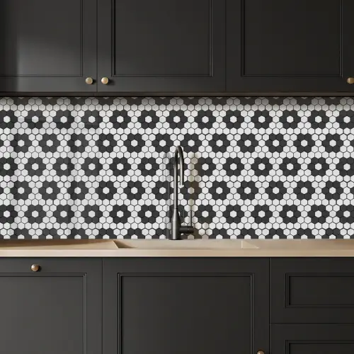 Bloem - Vorm - Patroon - Zwart keuken achterwand 2 middel 871 -sfeer1