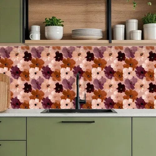 Bloemen - Abstract - Aardetinten keuken achterwand 2 middel 871 -sfeer3