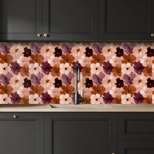 Bloemen - Abstract - Aardetinten keuken achterwand 2 middel 871 -sfeer1