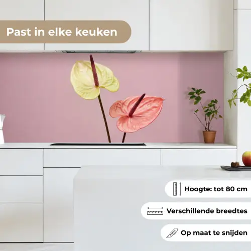 Bloemen - Anthuriums - Geel - Roze keuken achterwand 2 middel -sfeer4_NL