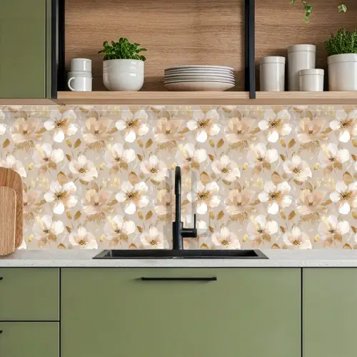 Bloemen - artistiek - Goud keuken achterwand 2 middel 871 -sfeer3